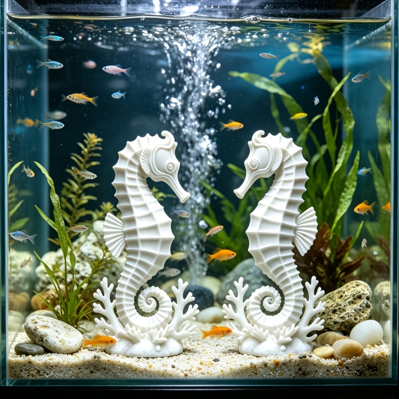 Aquarium Planting Ideas - Zestaw 2 figurk koraliowych koników morskich,